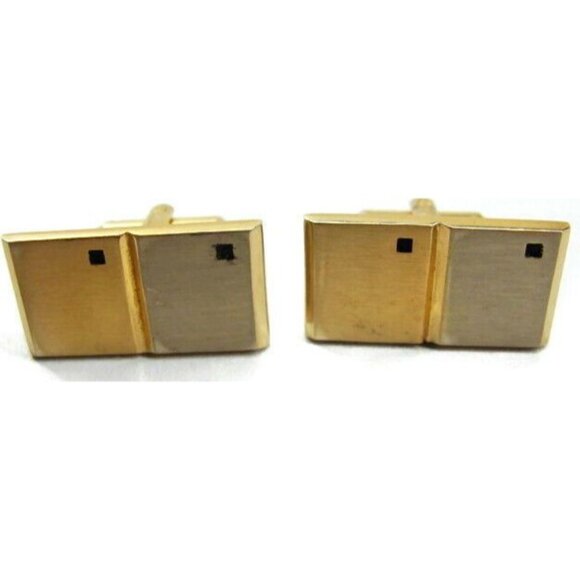 Hickok Double Square Gold T Stone Vintage Tux Shirt Dress Suit Vintage Cufflinks - Picture 3 of 10
